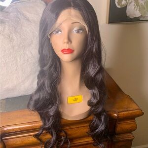 Elegant Black Wavy Lace Front Synthetic Wig